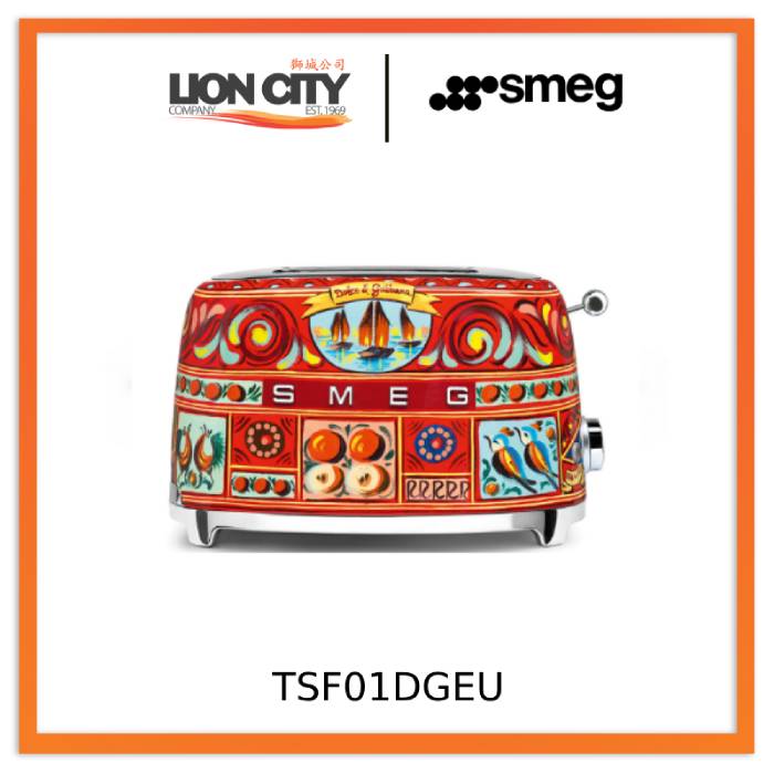 Smeg TSF01DGEU 2 Slice Toaster, D&G Sicily is my Love Collection with 2 Years Warranty