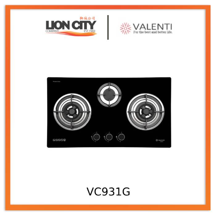 Valenti VC721G/VC821G/VC921G/VC831G/VC931G 2/3 Burner Glass Gas Hob
