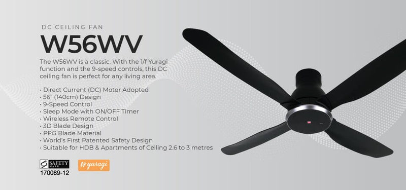 KDK W56WV Black/White DC Motor Ceiling Fan