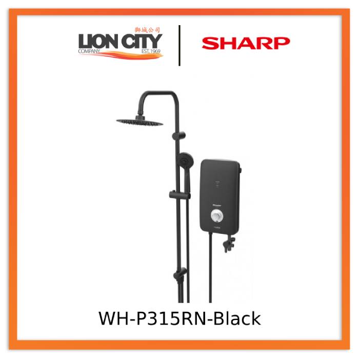 Sharp WH-P315RN Instant Water Heater with DC Pump and Rain Shower Set Black/White