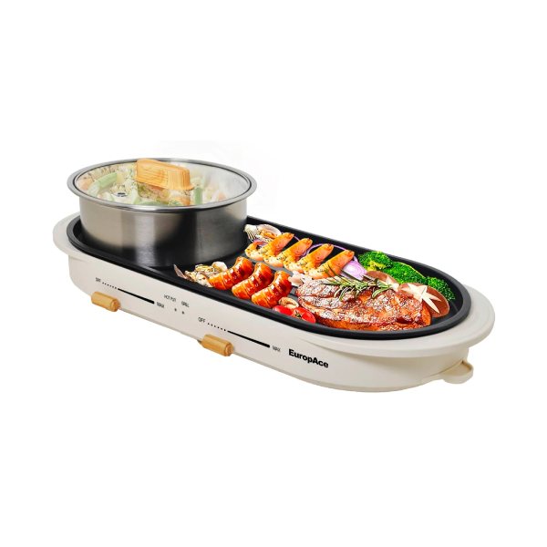 Europace EMC7303D 3L Hotpot with Non-Stick Grill