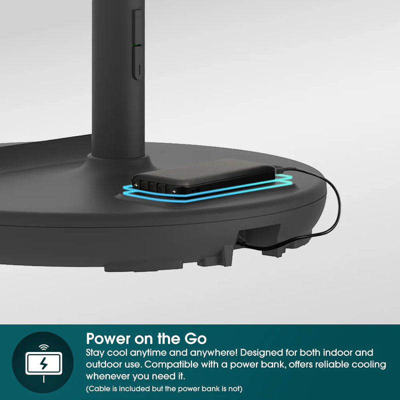 Europace ELF7128DWH/ELF7128DWD 12” Portable DC High Velocity Fan w Ambient Light (Power Bank Compatible), 3D Oscillation, Easy Clean