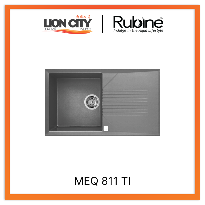 Rubine 1 Bowl + Drainer Inset Granite Kitchen Sink MEQ 811 TI