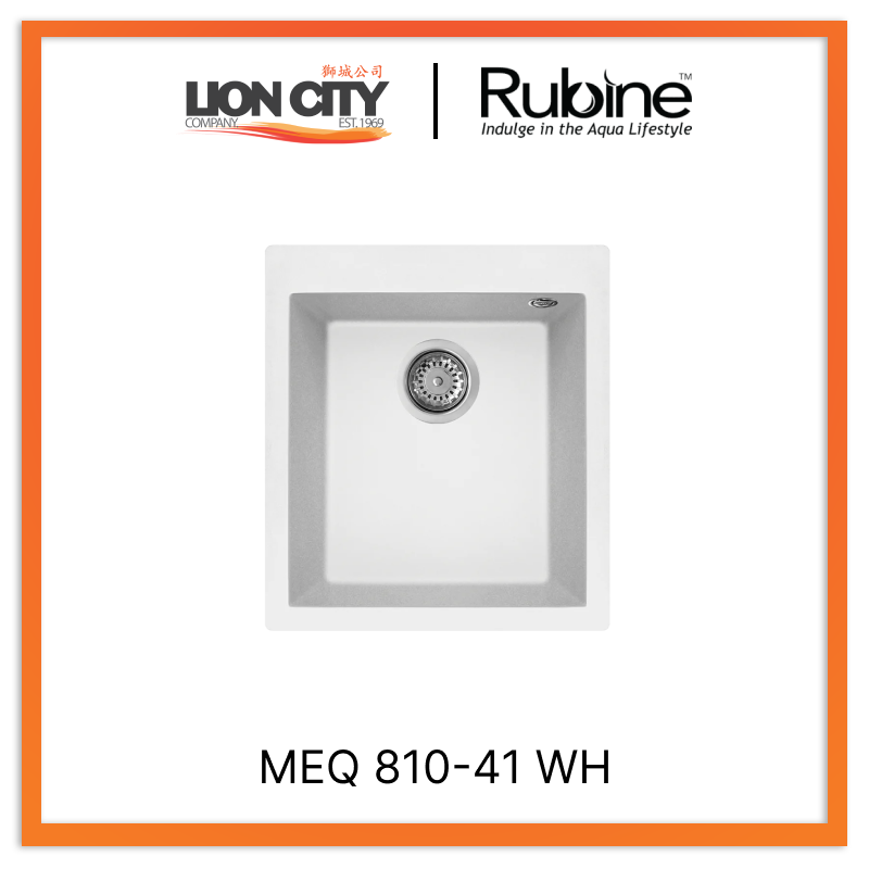 Rubine 1 Bowl Inset Granite Kitchen Sink MEQ 810-41 WH