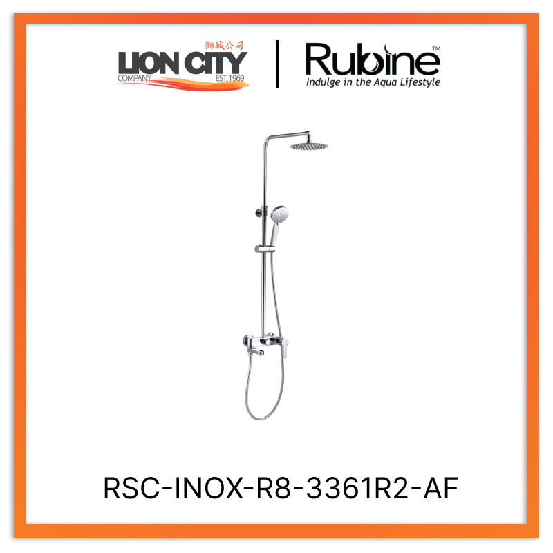 Rubine RSC-INOX-R8-3361R2-AF 4F Rainshower Column With Mixer Chrome