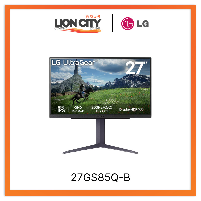LG 27GS85Q-B 27” UltraGear™ QHD Nano IPS 180Hz (O/C 200Hz) Gaming Monitor | 1ms (GtG), DisplayHDR™ 400