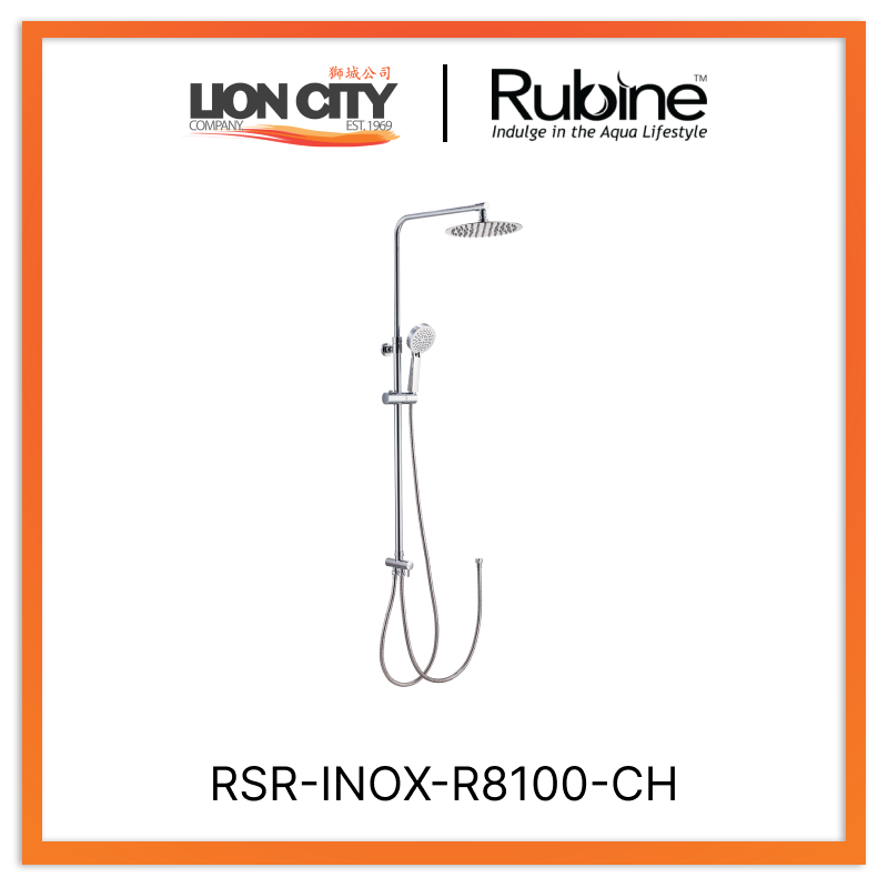 Rubine RSR-INOX-R8100-CH 4F Rainshower Column Without Mixer Chrome