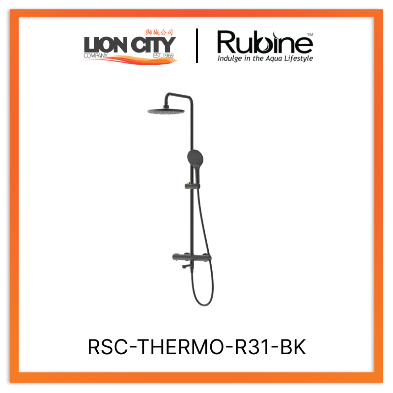 Rubine RSC-THERMO-R31-BK 4F Rainshower Column With Mixer Matte Black