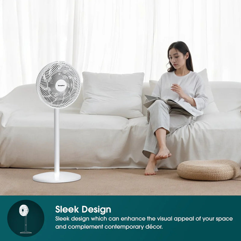 Europace ELF3123DWH 12” High Velocity Stand Fan Powerful Airflow, 7h Timer, Lightweight