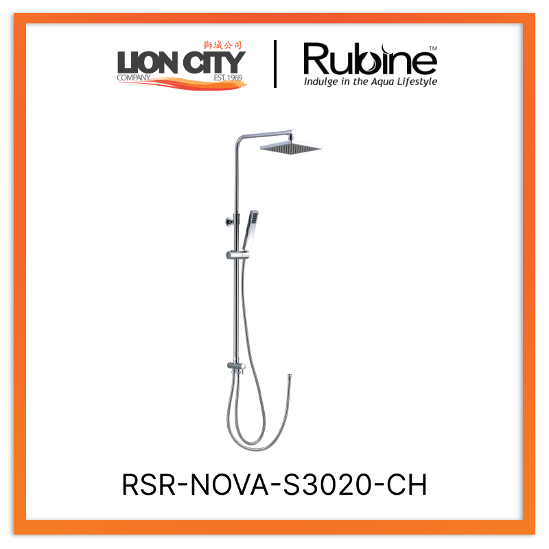 Rubine 8" Square Rainshower Column Without Mixer RSR-NOVA-S3020-CH