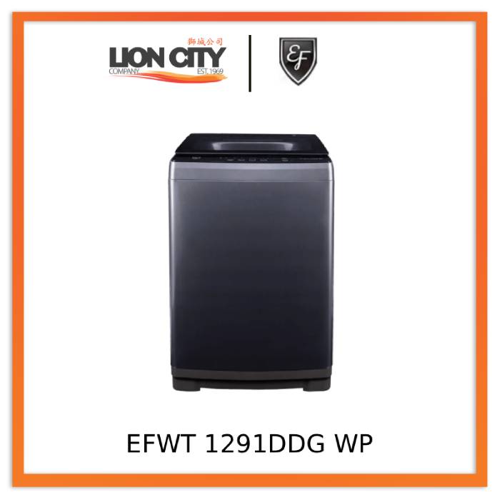 EF EFWT 1291DDG WP 12kg Top Load Washing Machine - Lion City Company