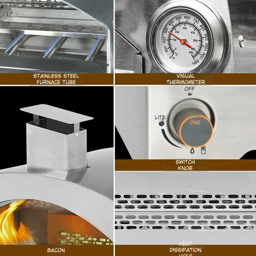 Large Gas Pizza Furnace Italian Classic Stainless Steel Oven