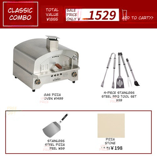 Large Gas Pizza Furnace Italian Classic Stainless Steel Oven