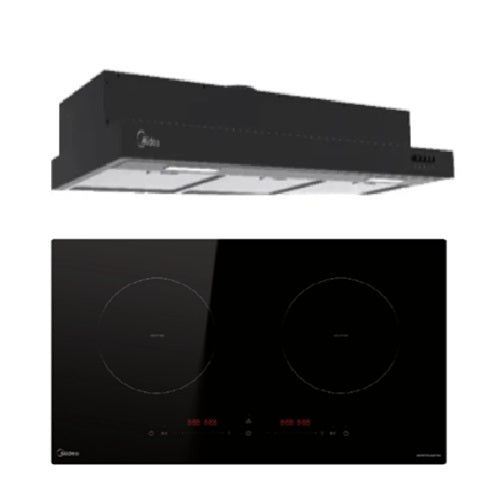 Midea MIH350D017K Induction 2 Zone Hob + Midea 90F2026ET Hood