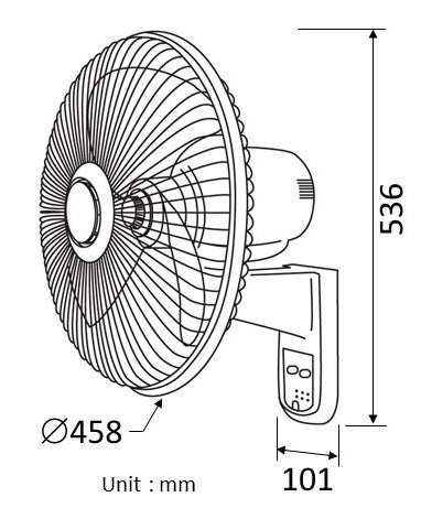 KDK M40MS Black/Grey 40cm Wall Fan w/Remote Control