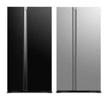 Hitachi R-SX700PMS0-GBK/GS 573L Side by Side Fridge  + Hitachi BD-100GV Front Loading - Washer AI Wash, Inverter 10 kg, 1,600 RPM