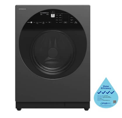 Hitachi R-WB640V0MS - GBK/GS French Bottom Freezer Deluxe 569L + Hitachi BD-120XGV Front Load Washer AI Wash, Auto Dosing System, Inverter 12 kg, 1,600 RPM