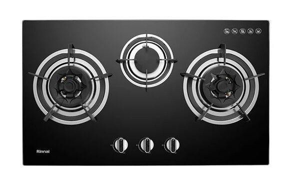 Rinnai RB-783G 3 Burner Built-In Hob Tempered Glass (Black) Top Plate