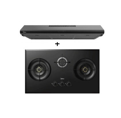 Midea MBI-90F140BK 90cm Slimline Hood + Midea MBI-SN30 (GL) 88cm Glass Gas Hob