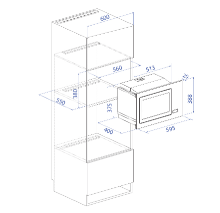 Mayer MMWG25B 38 cm Built-in Microwave Oven with Grill