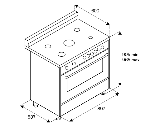 La Germania RIS95C61BX 90 5-burners electric oven