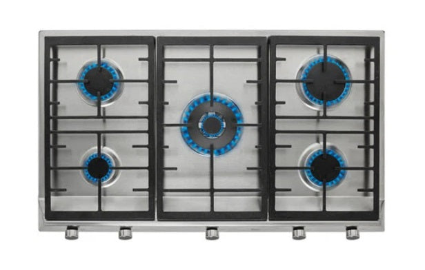 EX 90.1 5G AI AL DR CI Stainless Steel Gas Hob With Frontal Control Knobs of Butane and Natural Gas
