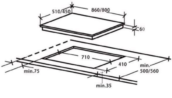 Brandt TG1483B 80cm 3 Burner Built-in Gas Hob