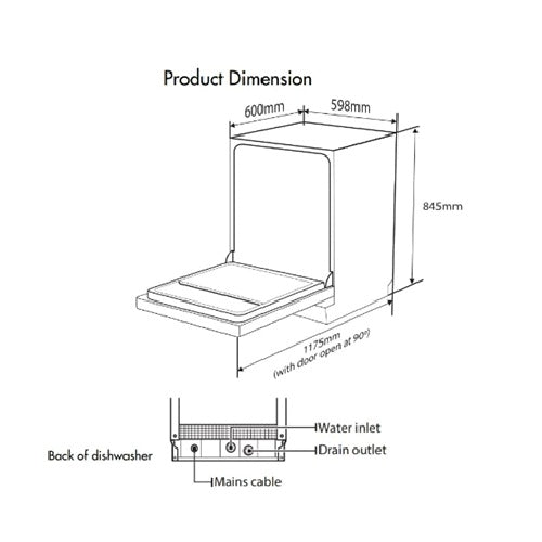 Mayer MMDW07SA 13 Place Setting Free Standing Dishwasher