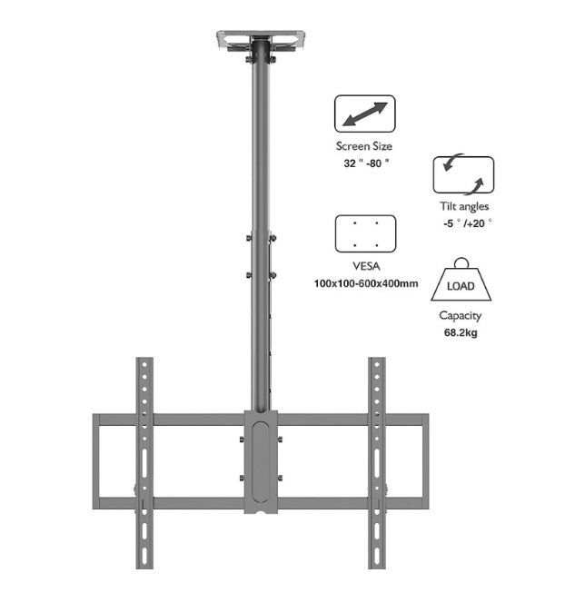 Kaloc KLC-T1 32"-80" Led Lcd Flat penal Ceiling Bracket