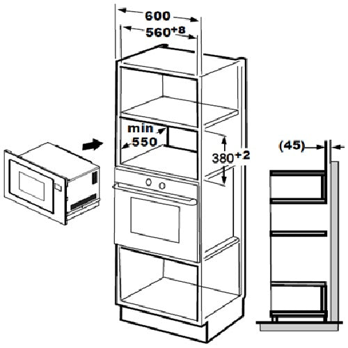EF EFBM2891M Built-in Microwave Oven With Grill