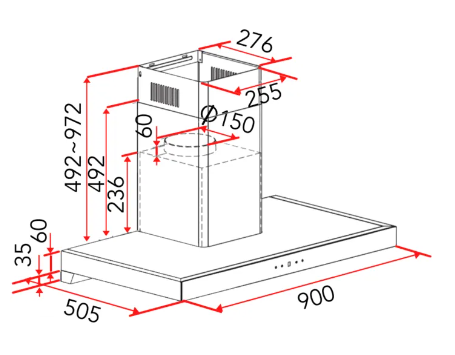 EF EFH 2760 TN VSB 78cm Built in Stainless Steel Gas Hob + CK VISTA Cooker Hood 90CM