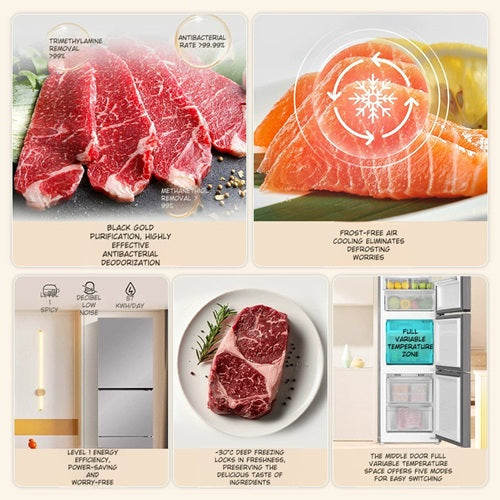 Haier Leader BCD-251WGLC3E7S9 251L Three-Door Frost-Free Air-Cooled Refrigerator Energy Class 1