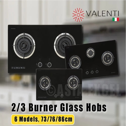 Valenti VC721G/VC821G/VC921G/VC831G/VC931G 2/3 Burner Glass Gas Hob
