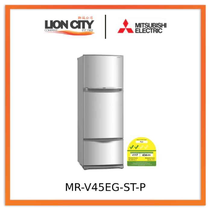 Mitsubishi MR-V45EG-ST-P 337l 3-Door Fridge Top Freezer (2 Ticks)
