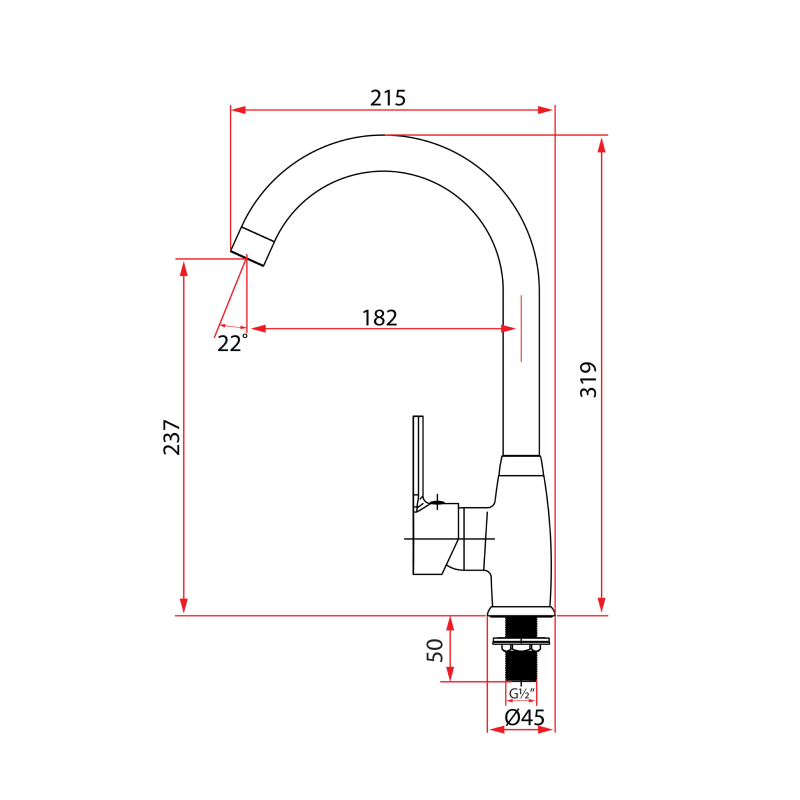 Rubine Sink Tap UNICO 5643C
