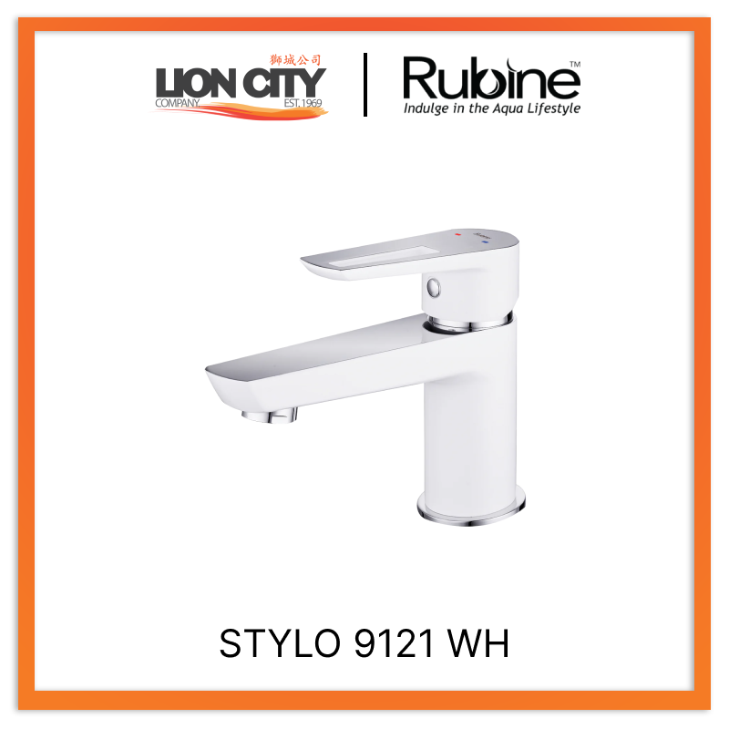 Rubine Basin Mixer White STYLO 9121 WH