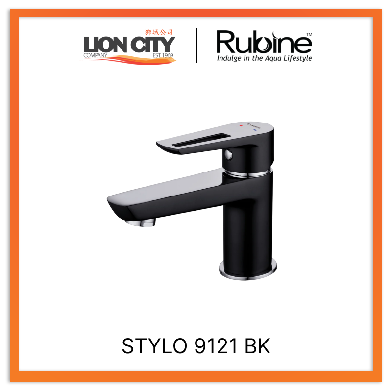 Rubine Basin Mixer Matt Black STYLO 9121 BK