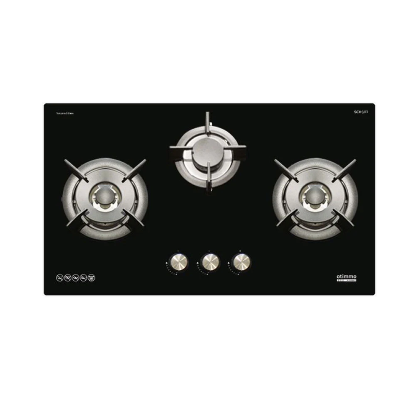 Europace ECH9122EBK 90cm 1200m3/h L-Shaped Hood with Dual Suction + EBH6381S 3 Burner 80cm Slim Hob (Schott Glass)