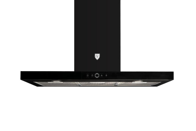 EF EFH 9733 WT VGB 3 BURNER BLACK TEMPERED GLASS GAS HOB + EF 90cm Chimney Hood CK FINO PLUS BK | Lion City Company.