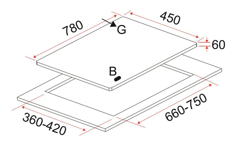 EF EFH 2760 TN VSB 78cm Built in Stainless Steel Gas Hob EFH2760TNVSB | Lion City Company.