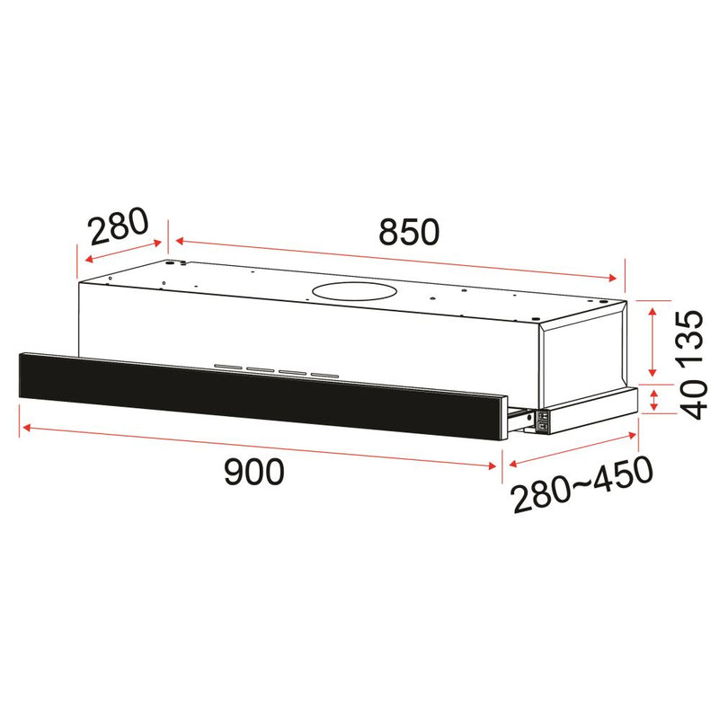 EF EFCH 9402-AL 90 cm Telescopic Stainless Steel hood EFCH9402AL