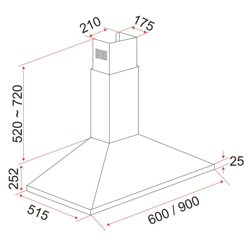 EF CK Premio 90 Chimney Hood + EF EFH 3763 TN VSB 78cm Built in Stainless Steel Gas Hob