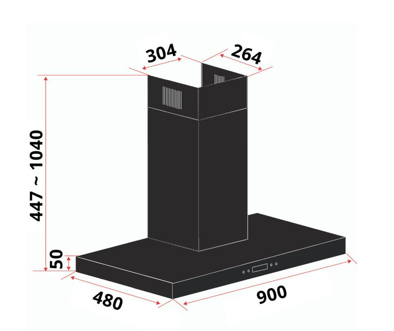 EF 90cm Chimney Hood CK FINO PLUS BK | Lion City Company.