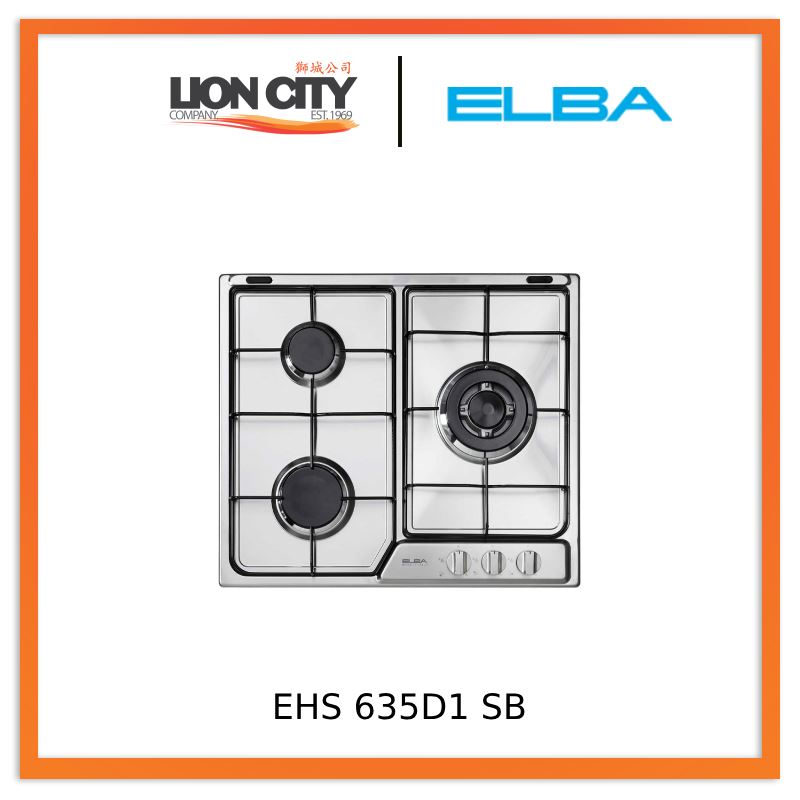 Elba EHS 635 D1 SB 60 cm Built in Stainless Steel Gas Hob EHS635D1SB - Lion City Company