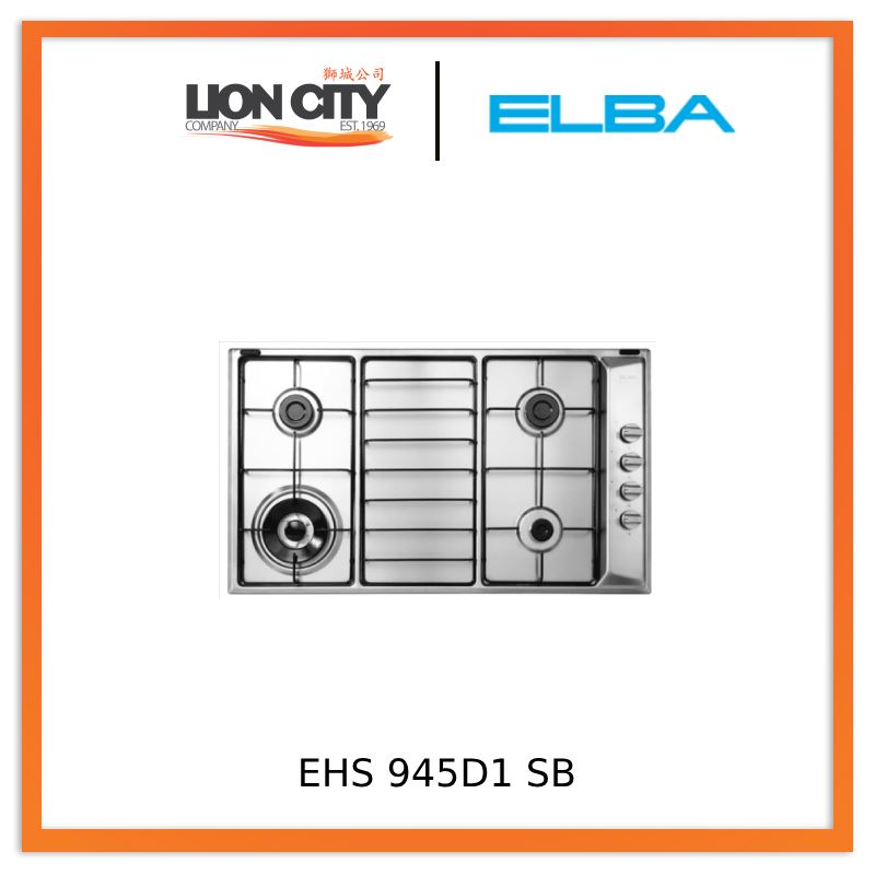Elba EHS 945D1 SB 90cm Built in Stainless Steel Gas Hob EHS945D1 SB | Lion City Company.