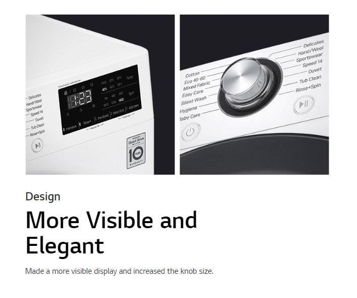 LG FV1208S5W 8kg, AI DD™ Front Load Washing Machine