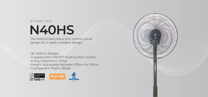 KDK N40HS Titan Grey/Champagne Gold Stand Fan Living Fan with Rhythm Breeze