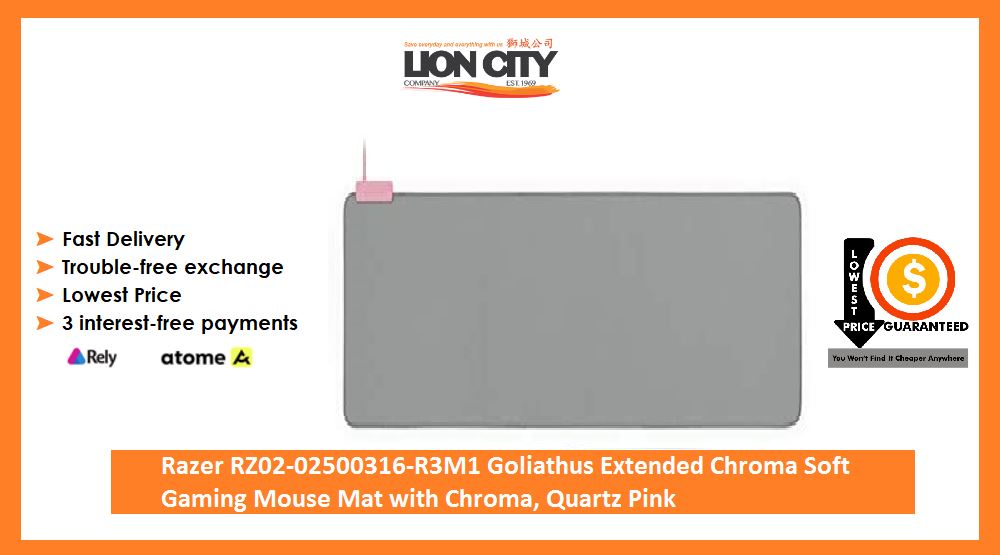 Razer RZ02-02500316-R3M1 Goliathus Extended Chroma Soft Gaming Mouse Mat with Chroma, Quartz Pink | Lion City Company.