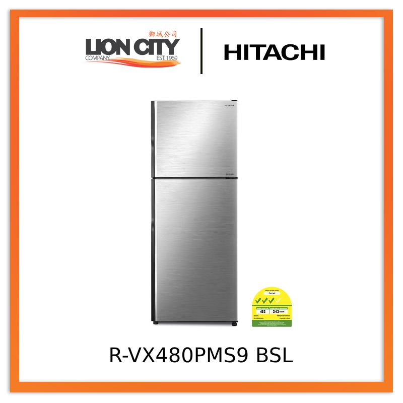 Hitachi R-VX480PMS9 - BSL/ BBK/ PWH 2-Door Deluxe Stylish Inverter Refrigerator