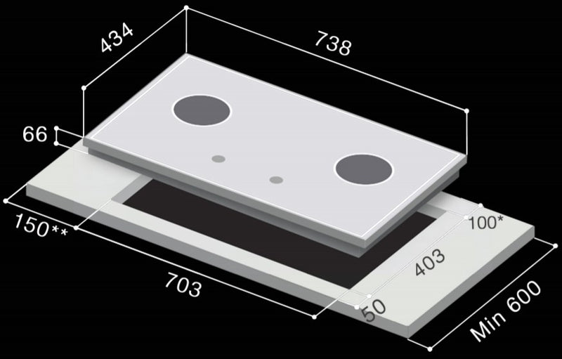 Rinnai RB-2CGN 2 Inner Burner Built-In Hob | Lion City Company.